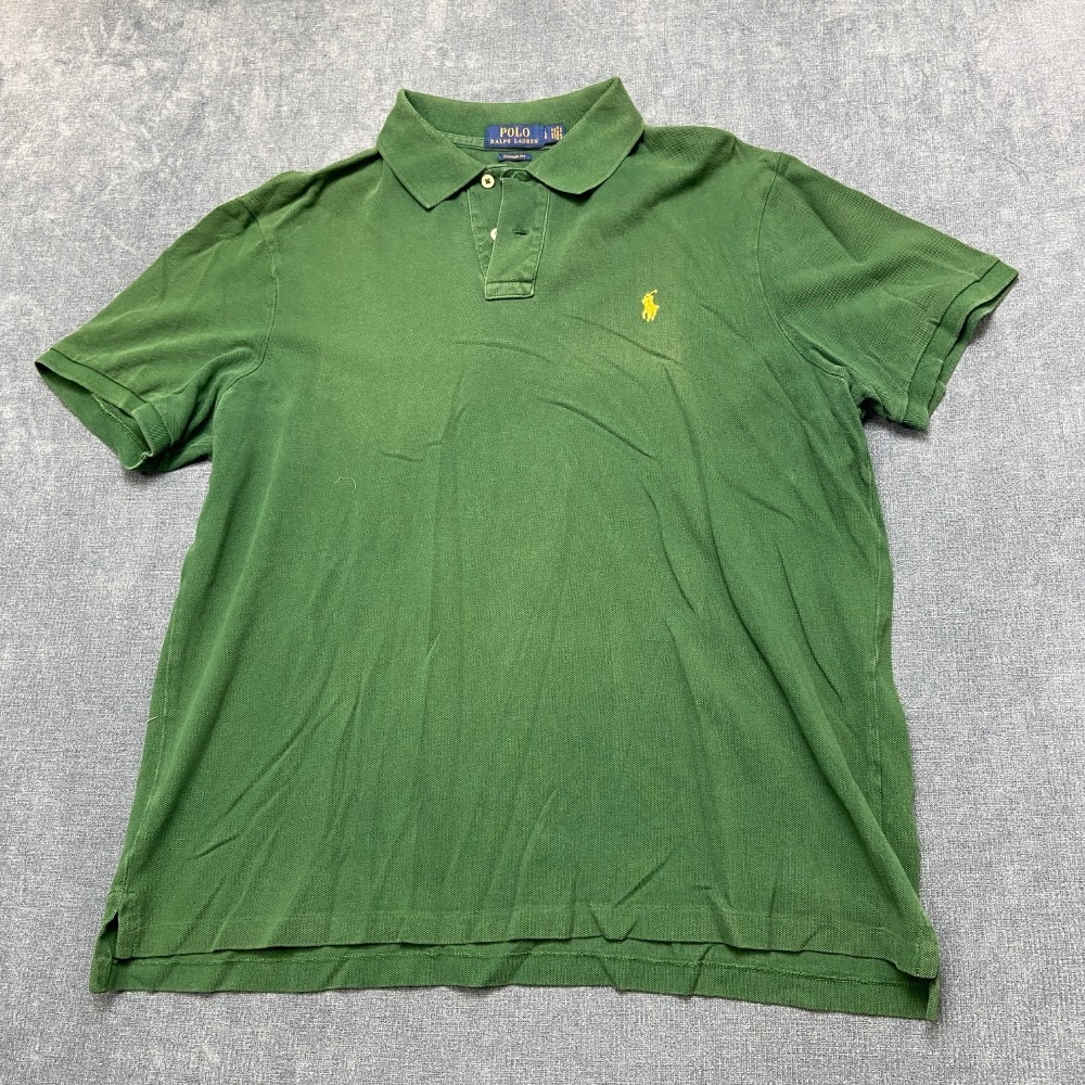 Polo Ralph Lauren Shirt Mens Large Green Hi Lo Hem Classic Fit Sportswear Golf